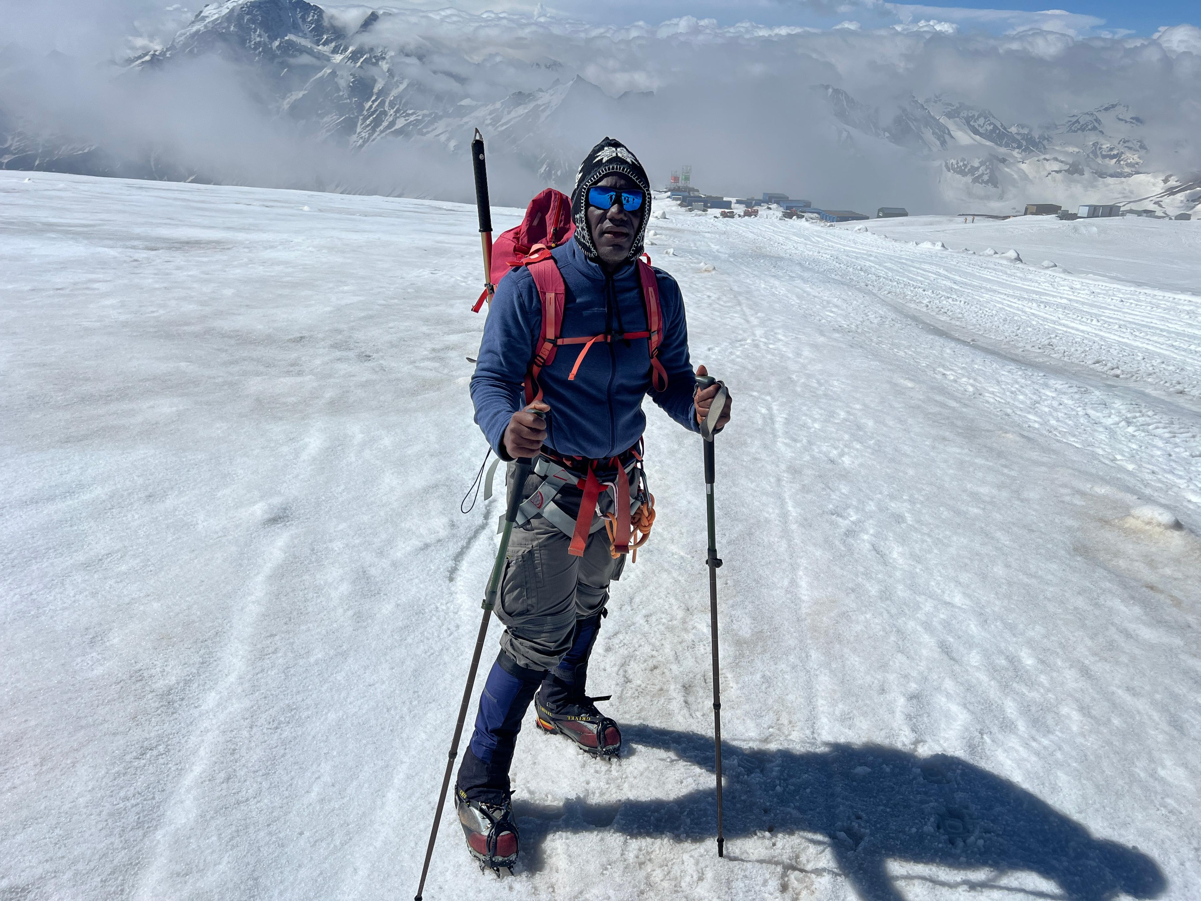 Michael Amankwa on Mount Elbrus