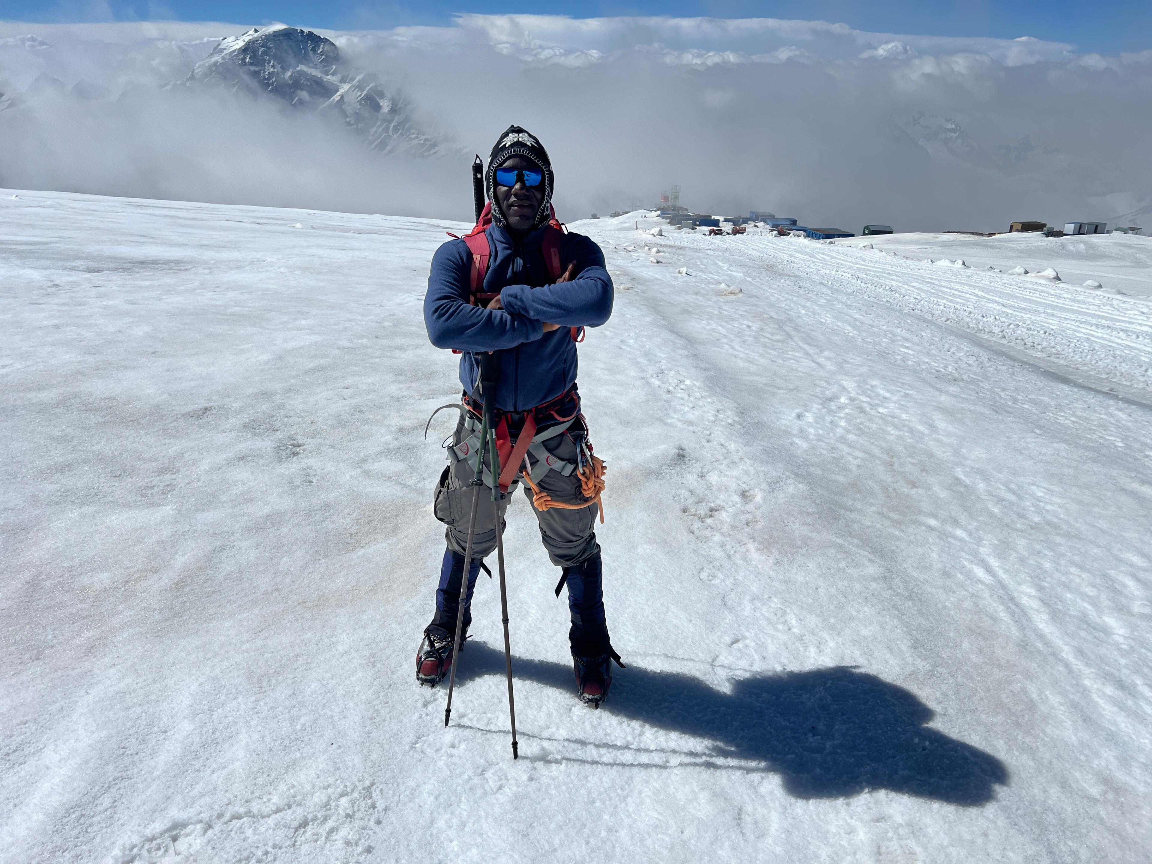 Michael Amankwa on Mount Elbrus